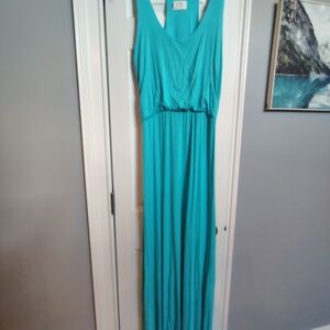 Chic Teal Sleeveless Maxi Dress